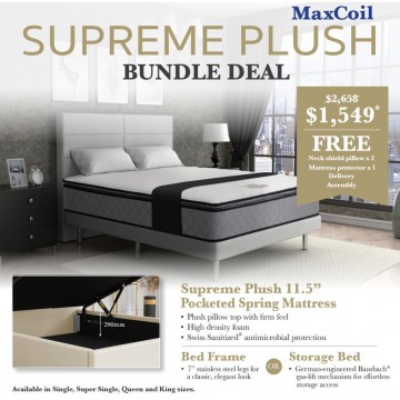 Maxcoil Supreme Plush Mattress & Bed Bundle